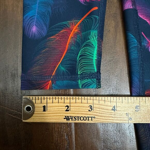 TEREZ Feather Print High-Rise Full Length Leggings in Black Multicolor - Picture 13 of 13